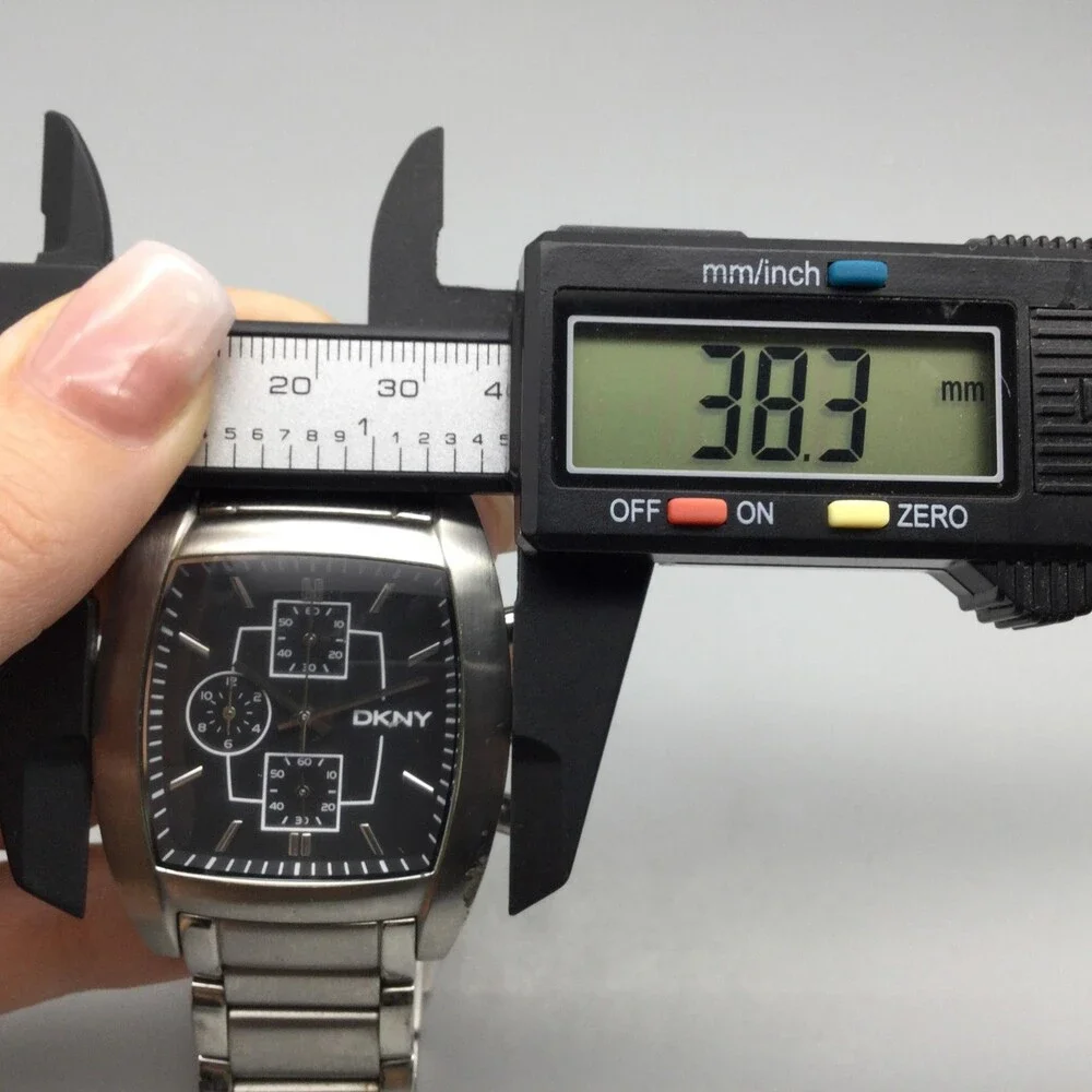 DKNY Mens Watch 38mm Black Dial Stainless Chronograph NY1234 New Battery 7.75